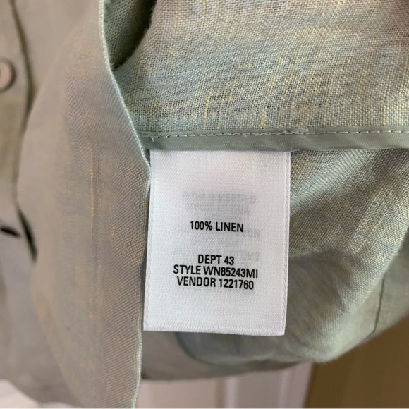 Nordstrom Long Sleeve Light Green Linen Button Down Blouse, size L - Picture 7 of 8